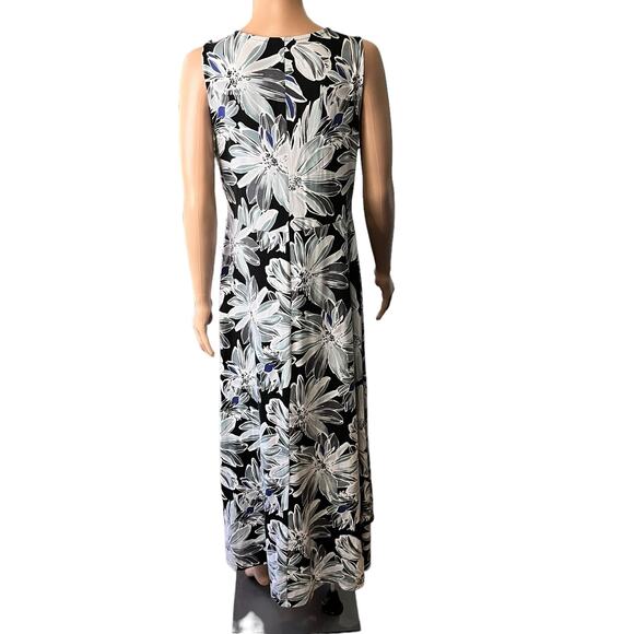 Talbots Petites Sleeveless Knit Maxi Dress LP Floral Tropical Summer Preppy - Picture 3 of 4